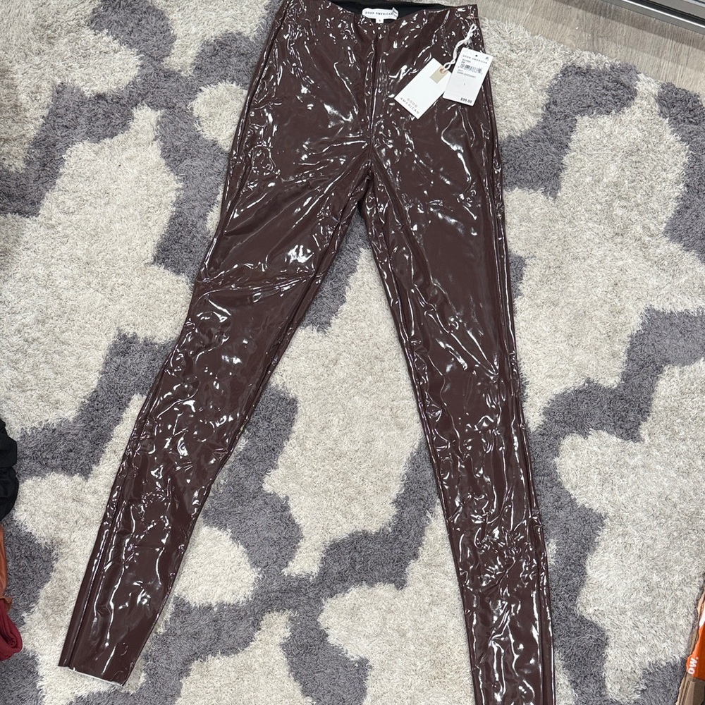 Good American Glossy Brown Leggings